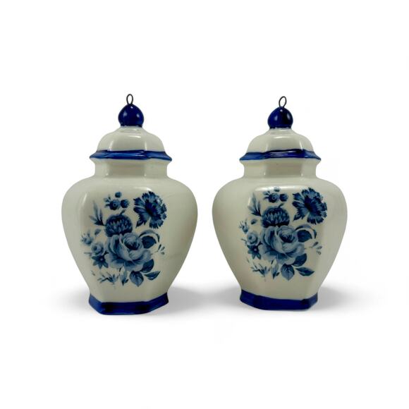 Porcelain Blue White Delft Style Ornaments Set of 2 Kurt S Adler - Picture 1 of 9